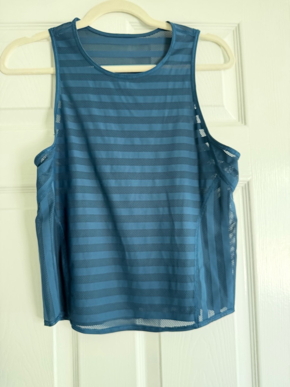 lululemon athletica Blue Striped Mesh Tank